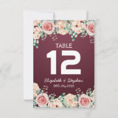 Floral Wedding Seding Place Table Number / Escort Kaart (Achterkant)