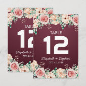Floral Wedding Seding Place Table Number / Escort Kaart (Voorkant / Achterkant)