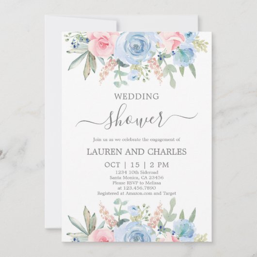 Floral Wedding Shower-uitnodiging Kaart (Voorkant)