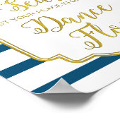 Floral Wedding Sign. Waterverf van Navy Gold Pink Poster (Hoek)