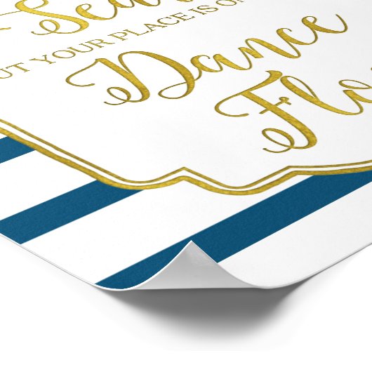 Floral Wedding Sign. Waterverf van Navy Gold Pink Poster (Hoek)