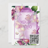 Floral Wedding Sla de datum op met foto & QR-code Save The Date (Achterkant)