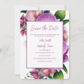 Floral Wedding Sla de datum op met foto & QR-code Save The Date (Voorkant)