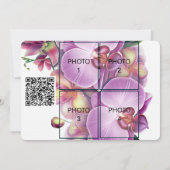 Floral Wedding Sla de datum op Vier foto's & QR-co Save The Date (Achterkant)