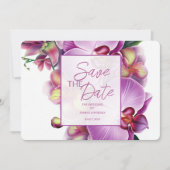 Floral Wedding Sla de datum op Vier foto's & QR-co Save The Date (Voorkant)