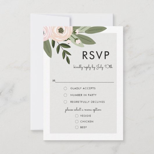 Floral Wedding Sprigs, RSVP Menu Kaart (Voorkant)