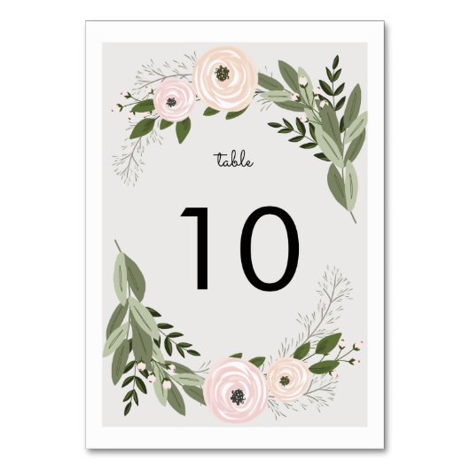 Floral Wedding Sprigs Table Number Kaart (Voorkant)