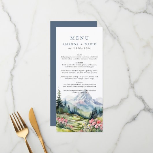 Floral Wedding Spring Mountains Menu (Voorkant / Achterkant in situ)
