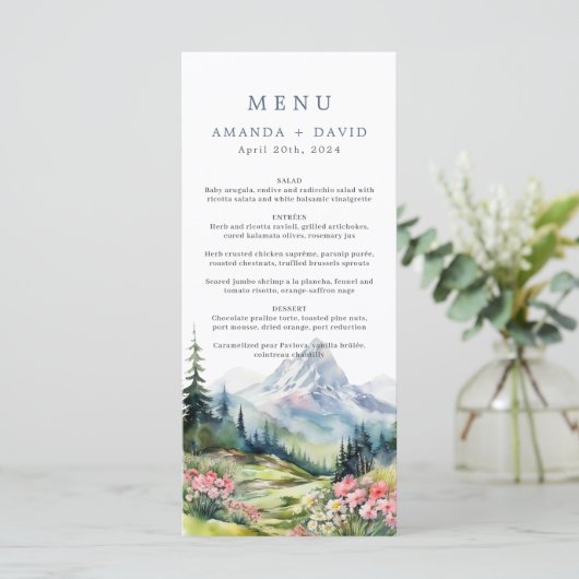 Floral Wedding Spring Mountains Menu (Staand voorkant)