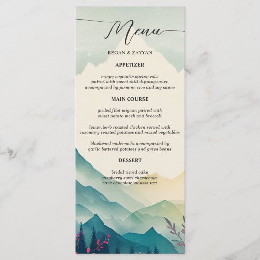 Floral Wedding Spring Mountains Menu (Voorkant)