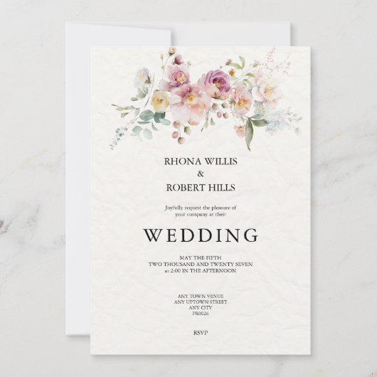 Floral Wedding Stationery Invitation Save The Date (Voorkant)