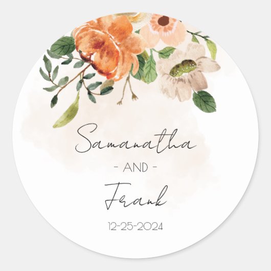 Floral Wedding Sticker (Voorkant)
