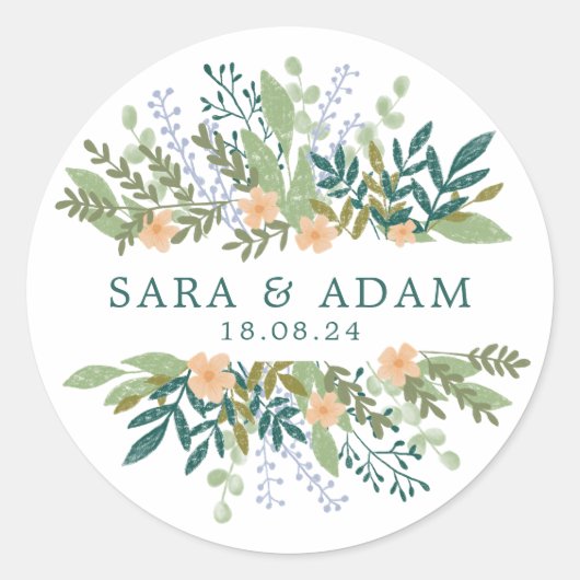 Floral Wedding Sticker (Voorkant)