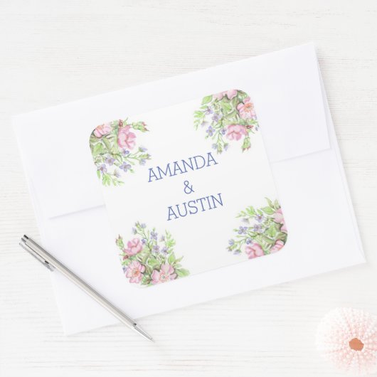 Floral Wedding Stickers & Labels (Envelop)