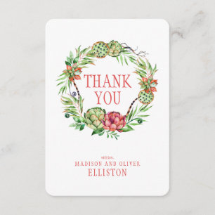 Floral Wedding Succulent Dank u wel Bedankkaart