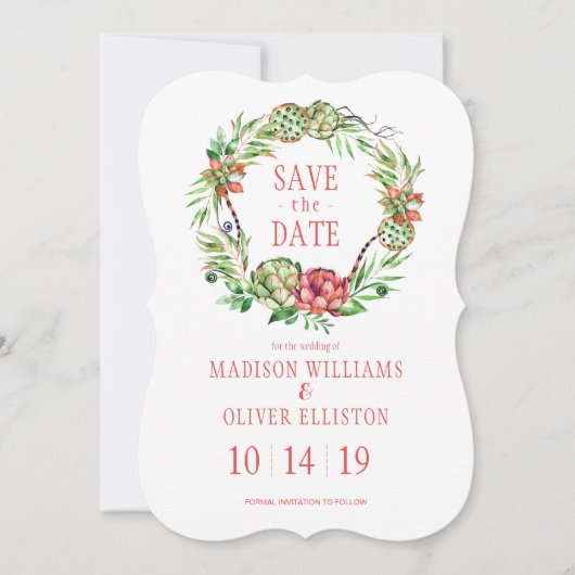  Floral Wedding Succulent | Datum opslaan Save The Date (Voorkant)