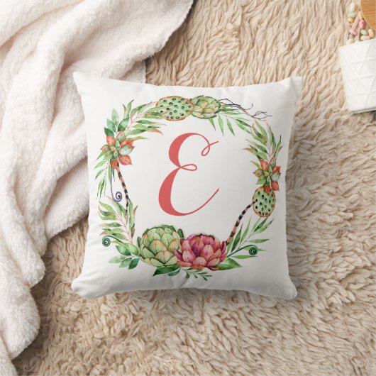  Floral Wedding Succulent | Monogram Kussen (Deken)