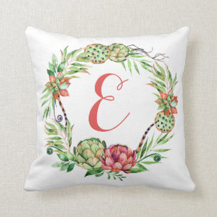 Floral Wedding Succulent Monogram Kussen