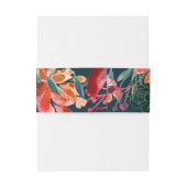 Floral Wedding Suite Blue Coral Waterverf Uitnodigingen Wikkel (Achterkant Voorbeeld)