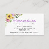 Floral Wedding Sunflower Daisy Accommodations Informatiekaartje (Voorkant)