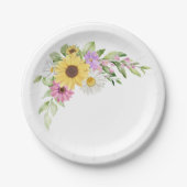 Floral Wedding Sunflower Daisy Wildflower Garden  Papieren Bordje (Voorkant)