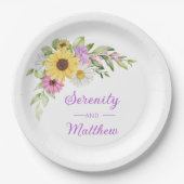 Floral Wedding Sunflower Daisy Wildflower Garden Papieren Bordje (Voorkant)