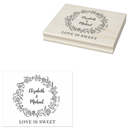 Floral Wedding Sweet Bags Rubberstempel (Gestempeld)