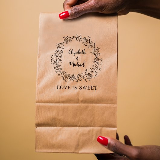 Floral Wedding Sweet Bags Rubberstempel