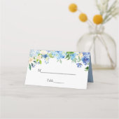 Floral Wedding Table Blue Hydrangea Waterverf Plaatskaartje (Voorkant)