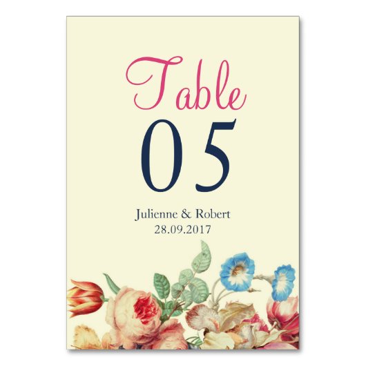  Floral Wedding Table Kaart (Voorkant)