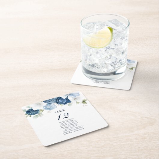 Floral Wedding Table Number 12 Zitplaatje Kartonnen Onderzetters (Insitu)