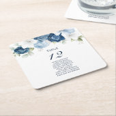 Floral Wedding Table Number 12 Zitplaatje Kartonnen Onderzetters (Schuin)