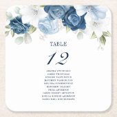 Floral Wedding Table Number 12 Zitplaatje Kartonnen Onderzetters (Voorkant)
