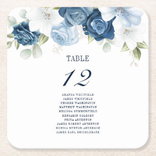 Floral Wedding Table Number 12 Zitplaatje Kartonnen Onderzetters