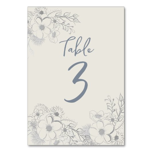 Floral Wedding Table Number Kaart (Voorkant)