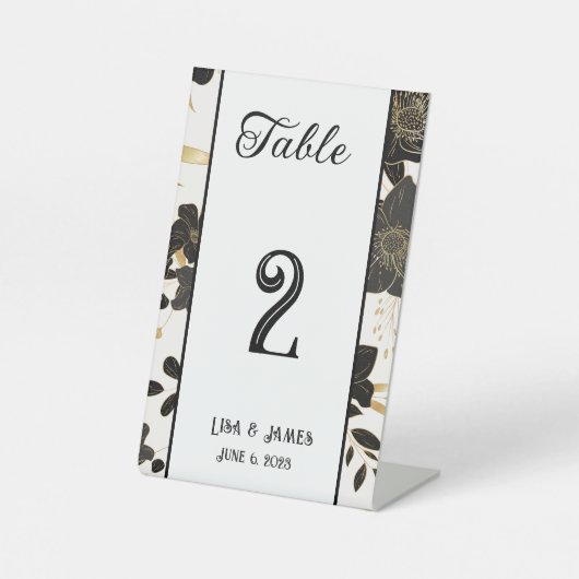 Floral Wedding Table Number Kaart Pedestal Sign Reclamebord Met Voetstuk (Voorkant)