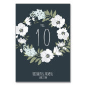 Floral Wedding Table Numbers met White Wreated Kaart (Achterkant)
