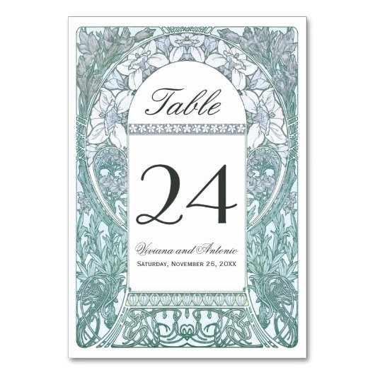  Floral Wedding Table Numbers V (v.3) Kaart (Achterkant)