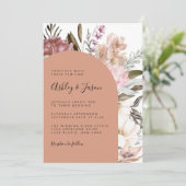 Floral Wedding Terracotta Boho Waterverf Kaart (Staand voorkant)