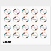 Floral Wedding Terracotta en Navy Blue Waterverf Ronde Sticker (Vel)