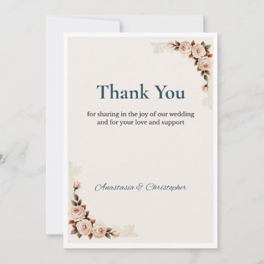 Floral Wedding Thank You Card Kaart (Voorkant)