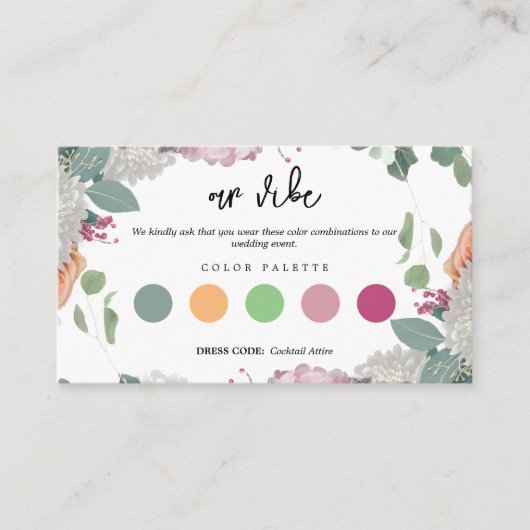 Floral Wedding Theme Dress Code Informatiekaartje (Voorkant)