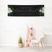 Floral Wedding tussen zwarte en witte pony en Roos Spandoek (Insitu)