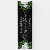 Floral Wedding tussen zwarte en witte pony en Roos Spandoek (Verticaal)