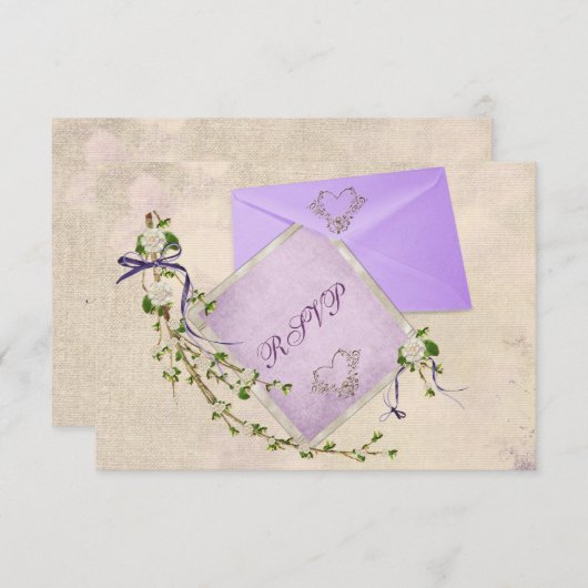Floral Wedding Twig RSVP (Voorkant / Achterkant)