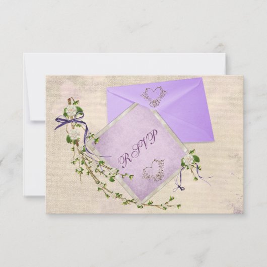 Floral Wedding Twig RSVP Kaartje (Voorkant)