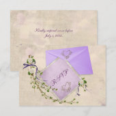 Floral Wedding Twig RSVP Kaartje (Voorkant / Achterkant)