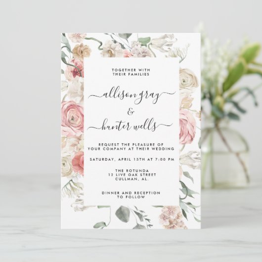 Floral Wedding Uitnodiging | Annabeth (Staand voorkant)