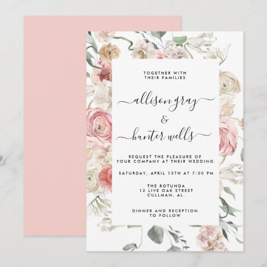 Floral Wedding Uitnodiging | Annabeth (Voorkant / Achterkant)
