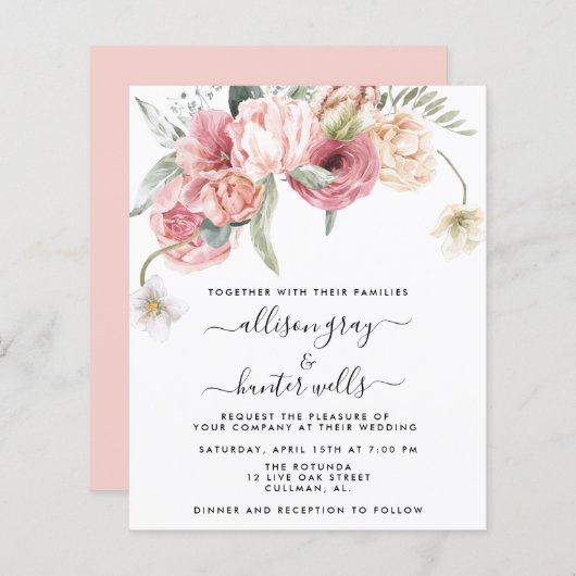 Floral Wedding Uitnodiging | Annabeth (Voorkant / Achterkant)